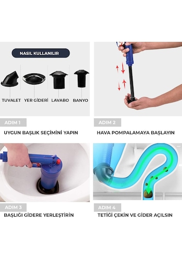 Maxilife Air Blaster Mutfak Tuvalet Lavabo Banyo Yüksek Basınçlı Püskürtücü Tıkanıklık Giderici Diğer