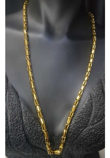 Vog Unisex Xuping Vip Model Perçinli Oval Tasarım Sevgiliye,babaya,eşe,arkadaşa Hediye Çelik Kolye Sarı