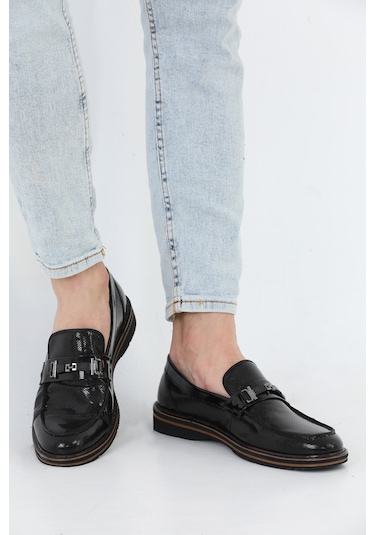 M.Karaca Hakiki Deri Ortopedik Tokalı Klasik Erkek Ayakkabı Rugan