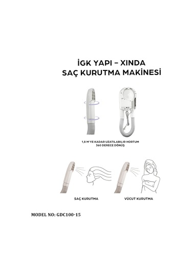 İgk Yapı Xında Hortumlu Saç Kurutma Makinesi Gdc100-15