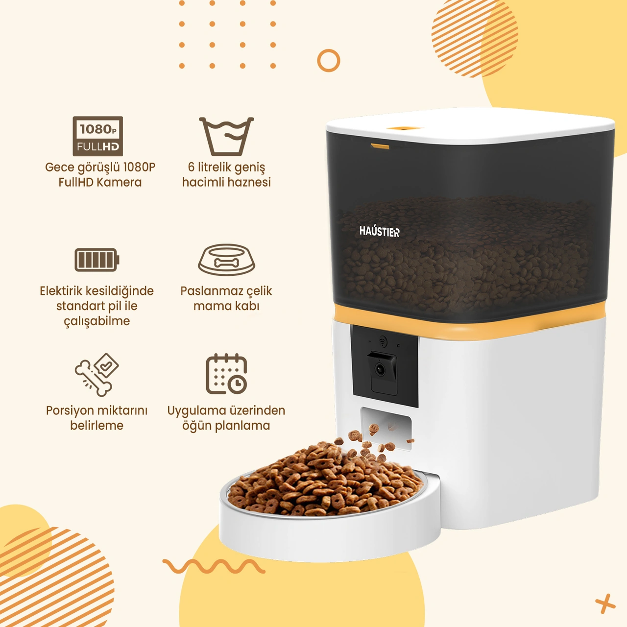 Haustier Qq009 1080p Fhd Kameralı, Akıllı Kedi Mama Kabı