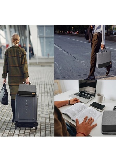 Fochsia Küçük Gri 14-16 İnç 33-40 Cm Büyük Kapasiteli Dizüstü Bilgisayar Çantası Dosya Taşıma Çantası gri