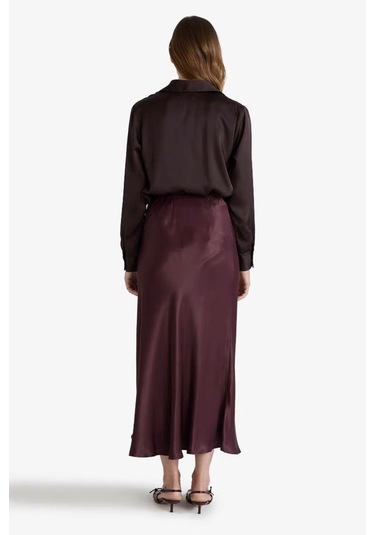 Defacto A Kesim Normal Bel Saten Midi Bordo Kadın Etek B1867ax/br234 Bordo