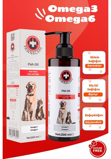 Pawnacare Fish Oil Kedi ve Köpekler İçin Tüy Sağlığı Destekleyici 200 ML
