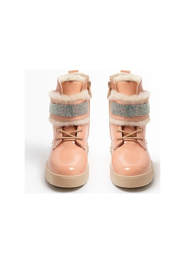 Günlük Kız Çocuk Rugan Bot Fermuarlı Lastik Bağcıklı Kürk Ve Taş Detaylı Kaymaz Taban Bootie 391 Pudra-rugan Günlük Kız Çocuk Rugan Bot Fermuarlı Lastik Bağcıklı Kürk Ve Taş Detaylı Kaymaz Taban Bootie 391 Pudra-rugan