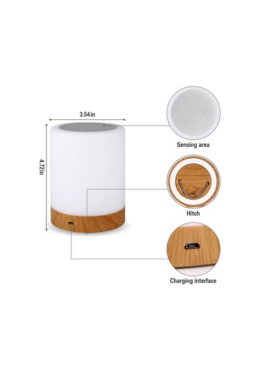 Kısılabilir Led Renkli Yaratıcı Ahşap Desenli Şarjlı Gece Lambası Başucu Lambası Atmosfer Işığı Çok Renk