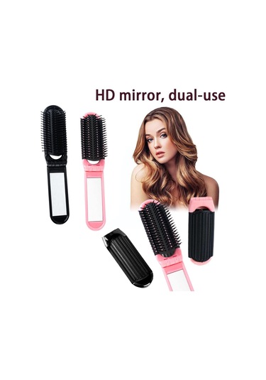 Paket Katlanabilir Aynalı Tarak, Anti-statik Saç Fırçası, Kompakt