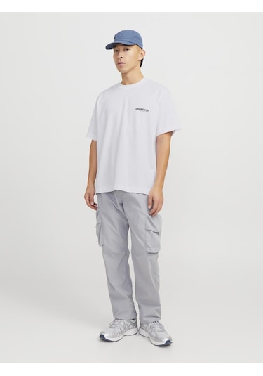 Jack & Jones Erkek Gögüs Ve Sirt Baskili Tişört - Union - 12273442 Bright White