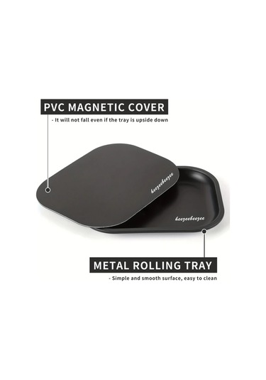 Willowhaven Siyah Manyetik Kapaklı 7x5.5 Inç Portatif Metal Nargile Tepsisi - Dayanıklı Pvc Taşıma Çantası