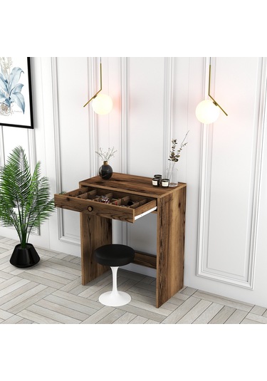 Lizbon Mini Makyaj Masası - Ceviz / Ceviz