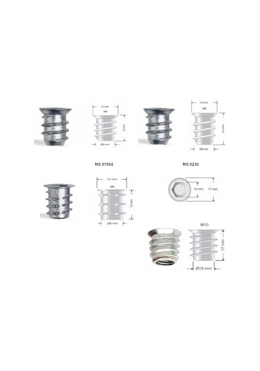 Metal Dübel Mobilya Bağlantı Zamak Vida Yuvası M6 8X13 10 Adet