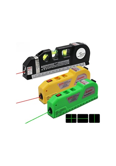 Hangfox 4'lü 1 Ev Dekorasyon Ölçüm Aleti: Lazer Seviye, Şerit Metre Ve Kızılötesi İle Kompakt Tasarım Sarı, Pil Yok