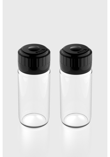 Renga Hibrit 244 Ml Siyah Kapaklı 2'li Cam Baharatlık Seti 161005 Siyah