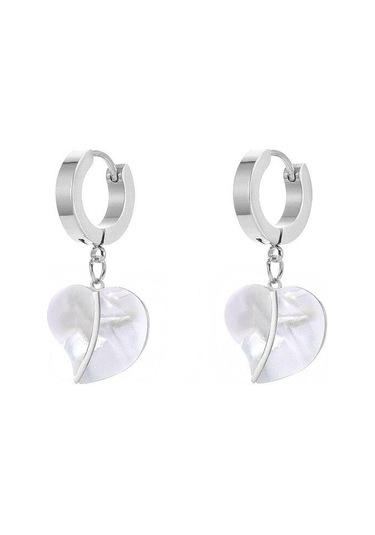 Gümüş Yeni 316l Paslanmaz Çelik Lüks Takı Avrupa Amerikan Zarif Doğal Kabuk Yaprak Asılı Damla Küpe Kadınlar Için