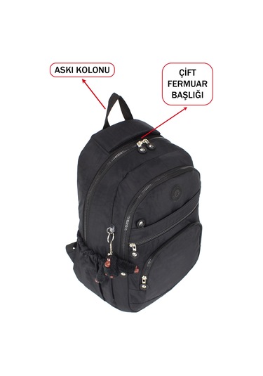 Dada Okul Sırt Çantası Siyah Ortaokul Lise Geniş İç Hacim Ortopedik Su Geçirmez Kumaş Siyah
