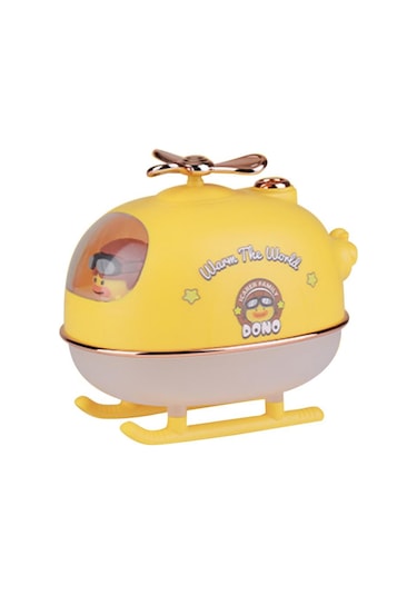 Sevimli Pilot Ördek Tasarımlı Ultrasonik Gece Lambası ve Difüzörlü Nemlendirici Buhar Makinesi Sarı