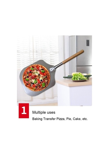 Pazly Alüminyum Meşe Pizza Kek Transferi, Kürek Seti, Mutfak Aleti, Kullanışlı, Dayanıklı, Paslanmaz Gri