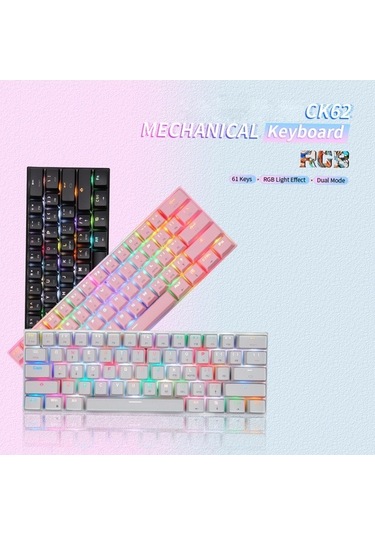 Carrier 61 Tuş Rgb Mekanik Klavye Usb Kablolu Bt Çift Modlu Oyun