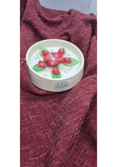 Yılbaşı Hediyelik Linda Kase Mum El Yapımı, Doğal Soya Mum Beyaz - Kırmızı