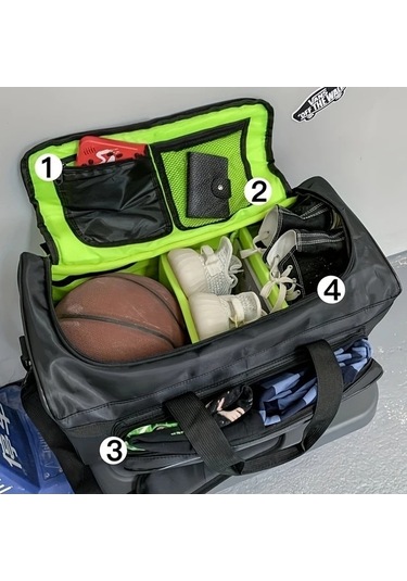 Sandwich Motion003 Kapasiteli Siyah Spor Çantası Fermuarlı Bölmeler Seyahat Siyah