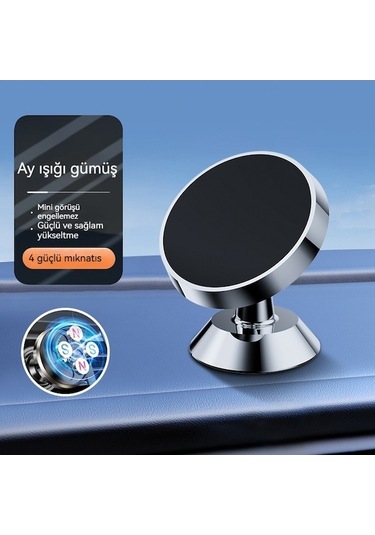 Tongxida Genel Süper Güçlü Manyetik Metal Araç Braketi 360 Derece Döner Hava Çıkışı Cep Telefonu Braketi Gümüş Gümüş