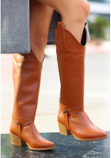 Milla Taba Cilt Tak Çıkar Topuklu Bot Ve Kadın Çizme Taba