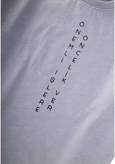 Cigit Sloganlı Uzun Kollu T-shirt 2-10 Yaş Pastel Mavi