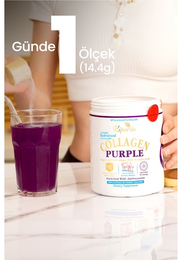 Kiperin %100 Saf Ve Doğal Mor & Çoklu Kolajen Peptitleri İçeren Lipozomal Teknoloji Diyet Takviyesi 576gr