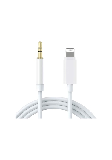 Lightning To 3.5mm Aux Kablosu Dönüştürücü 1 Metre Beyaz