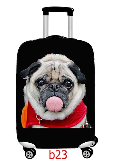 Smart Travel Valiz Kılıfı Kabin Küçük Boy Köpek Desenli Çok Renkli
