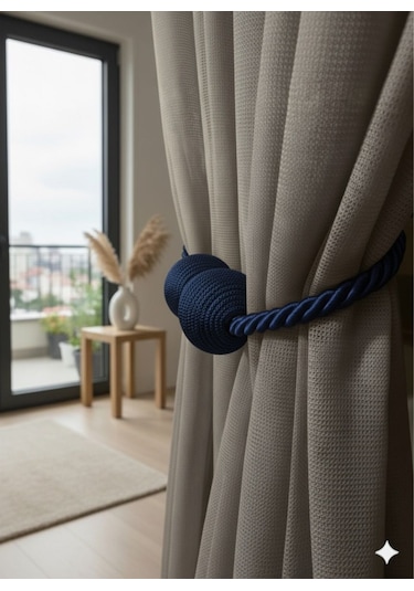 Mıknatıslı Perde Bağlama Aparat Aksesuarı Braçol Lacivert