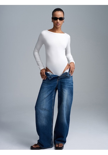 Dilvin 32549 Kayık Yaka Bodysuit-ekru Ekru