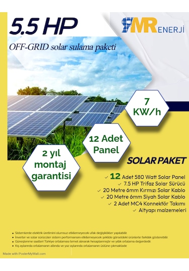 5.5 Hp- 7 Kw Off-grid Solar Sulama Paketi