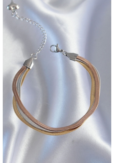 Renkli İtalyan Zincir Model Çoklu Bileklik 316l Çelik Çok Renkli