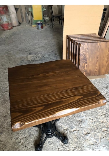 Bintaşmobilya Ceviz Renk Kütük Cafe Masası Imalatı Istanbul 60X60.Cm