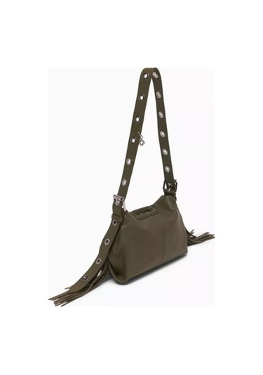 Maje M Koyun Derisi Mini Çanta, Şık & Çok Yönlü El Çantası Haki