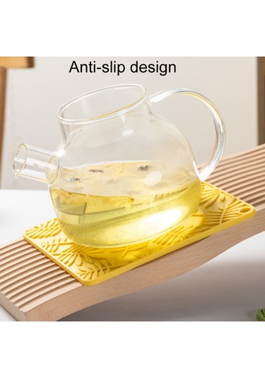 Sones 9.5cm Ev Tipi Kare Silikon Isı Yalıtım Matı Mutfak Yüksek Sıcaklığa Dayanıklı Pişirme Matı Sarı