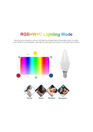 Teltree Tuya Wifi Akıllı Mum Ampulü 5w E14, Rgb+cw Renk Ayarı, Zamanlayıcı, Alexa & Google Home Uyumlu, Uzaktan Kontrol