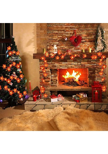 Xiyyadms 6m 40 Led Akıllı Maple Yapraklı Işık Zinciri - Ip65 Su Geçirmez, Pil Beslemeli Pil Dahil Değil - Bahçe, Parti Dekorasyonu Diğer