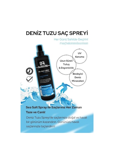Black Red Sea Salt Spray Orta Tutuşlu Hacimlendirici Anti Uv Deniz Tuzu Saç Spreyi 200 Ml