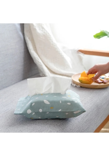 Mavi-sevimli Karikatür Doku Kutusu Peçete Saklama Kutusu Pamuk Keten Saklama Çantası Ev Dekorasyonu Oturma Odası Saklama Kutusu