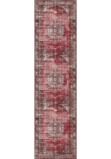 Blues Vintage Desenli Dokuma Taban Dekoratif Kırmızı Halı (Al 119