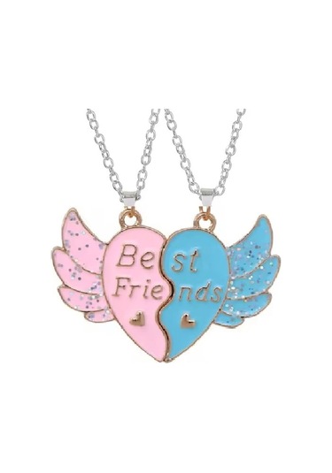 2 Adet Mıknatıslı Melek Kanadı Renkli Best Friends Çift Kolye Ark Çok REnkli