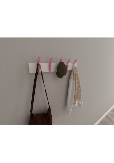 Hepsi3boyutlu Modern Duvar & Kapı Kanca Askılık - 5 Adet Pembe Kanca Askılık - Model No : 3 Pembe