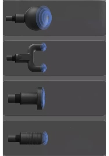 Willowhaven 4 Başlıklı Mini Fascial Gun, Profesyonel Masaj Aleti, Siyah Siyah