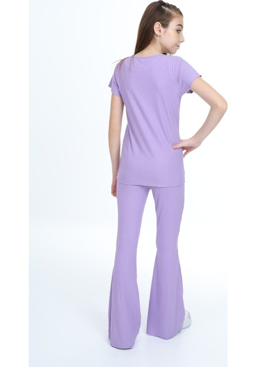 Toontoy Kız Çocuk Storie Nakışlı Eşofman Takım Lila