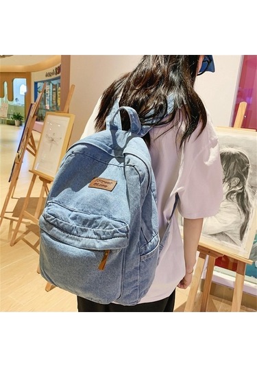 Ganzhoushop Üniversite The Sırt Sırt Seyahat Retro Okul Okul Matches Kot Kot Klasik Kızlar İmage İçin İçin Çantası,kadın Çantası Çantası Çantaları Pv Çok Renkli