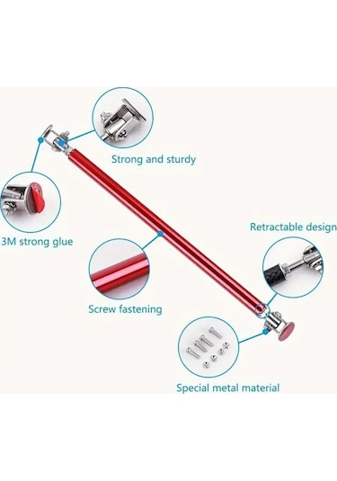 Araç Ön Tampon Ve Çamurluk Spoiler Dudak Ayırıcı Metal Kırmızı Vidalı Ve Yapıştırmalı Çubuk 20 Cm