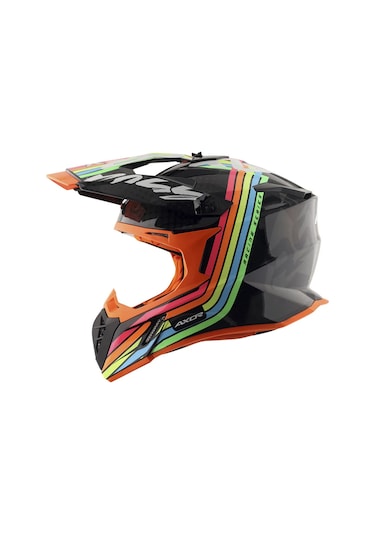Axor Xcross 2X E Full Face Kask Gri - Parlak Siyah