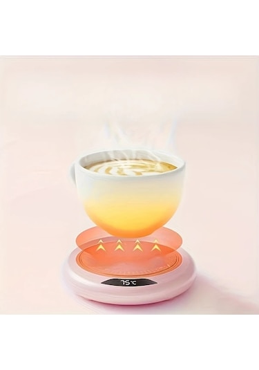 Xuweiwei Pembe 3 Sıcaklık Ayarlı Usb Isıtmalı Bardak Altlığı Gün Boyu Sıcak İçecekler